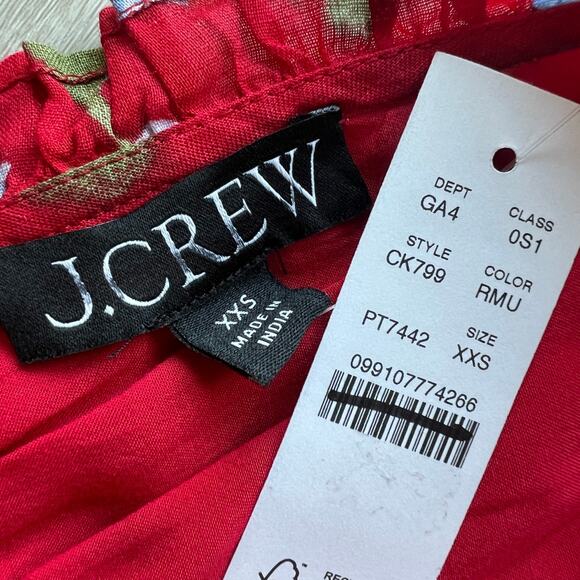 J Crew Palermo Dress In Ramie Dress XXS Floral Red - Picture 3 of 15